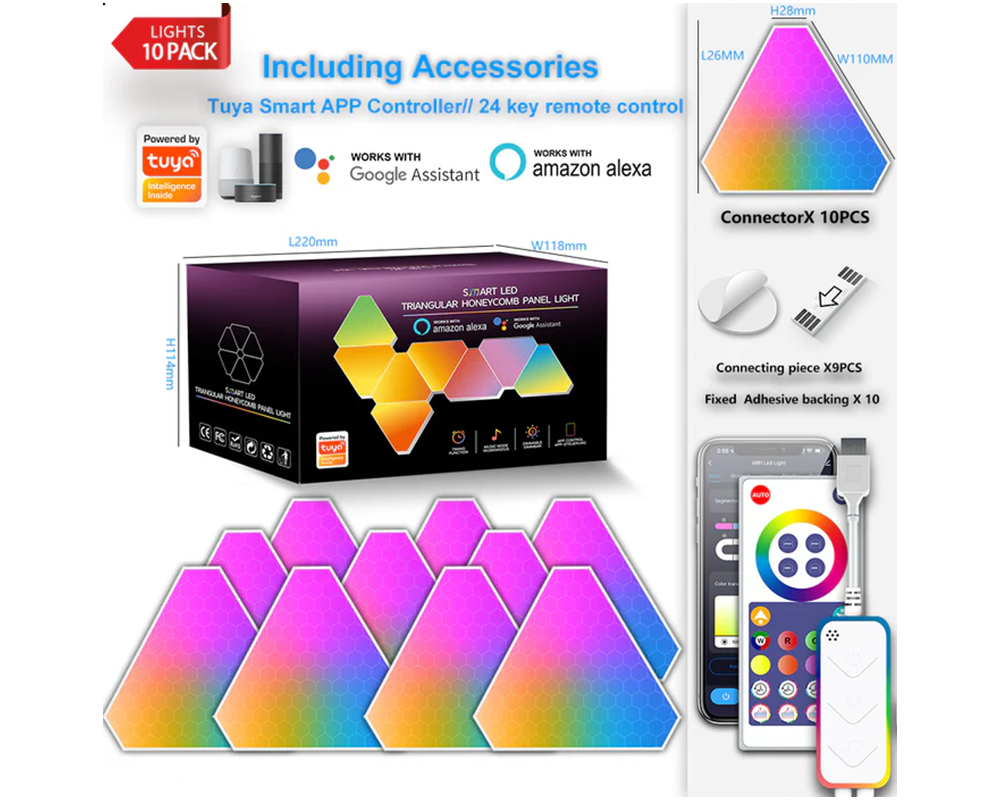 Smart DIY Triangle Light Panel with Music Sync and Voice Control