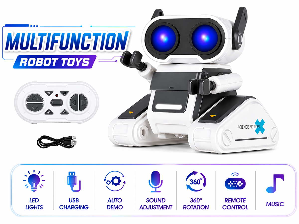 Remote Control Toy Robots RC Robot Toys with Lights, Music & 360° Action