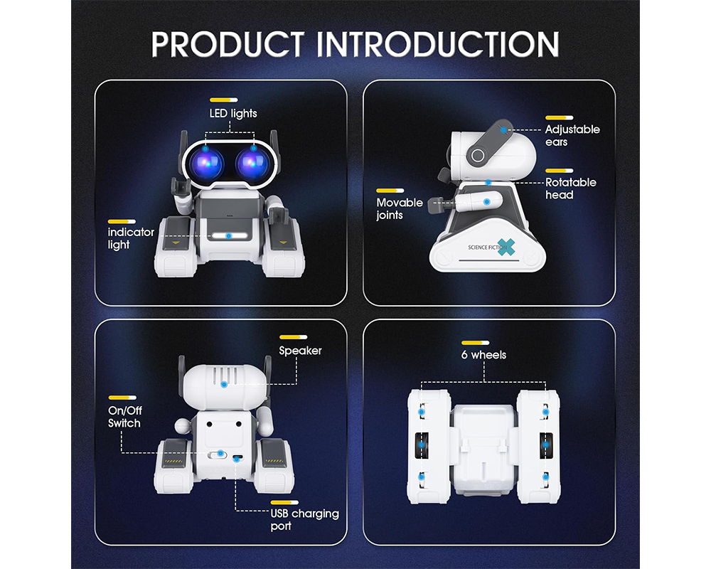Remote Control Toy Robots RC Robot Toys with Lights, Music & 360° Action