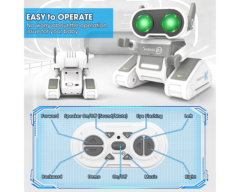 Remote Control Toy Robots RC Robot Toys with Lights, Music & 360° Action