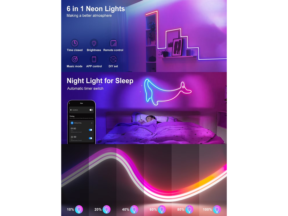 Neon Rope Lights Led Strip Light 5M with Remote