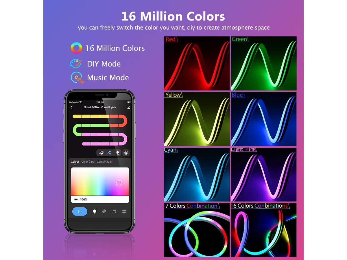 Neon Rope Lights Led Strip Light 5M with Remote