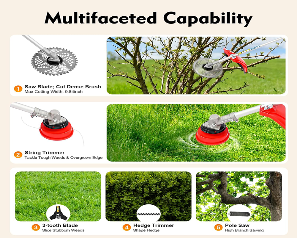 Petrol Garden Multi Tool 5 in 1 Grass Trimming and Cutting Set