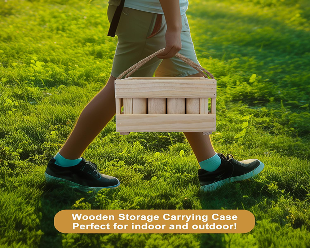 Outdoor Throwing Skittle Game Set with Storage Crate