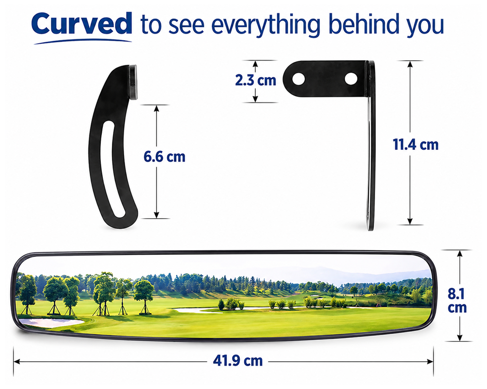 Golf Cart Rear View Mirror 16.5 Inch Wide Panoramic Convex Interior Mirror