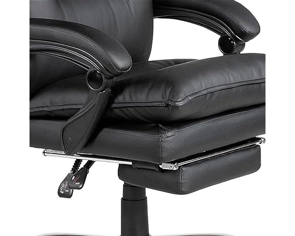 Office Chair Ergonomic Leather Reclining Office Chair with Footrest