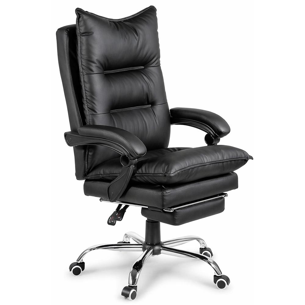 Office Chair Ergonomic Leather Reclining Office Chair with Footrest