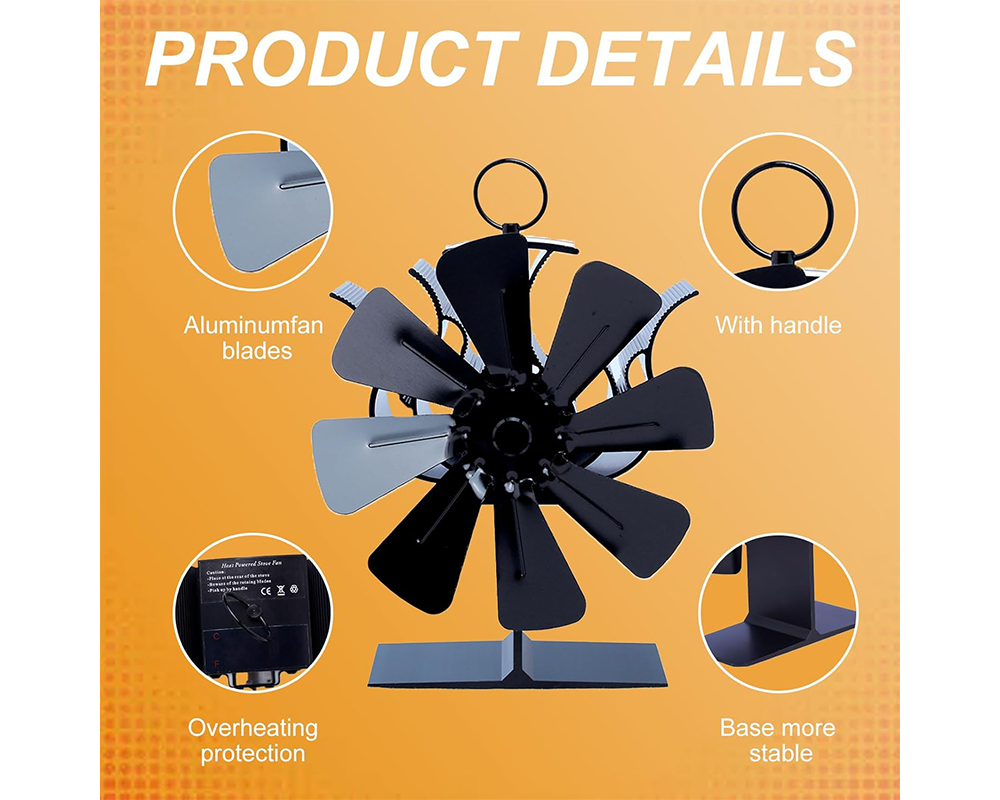 8 Blades Wood Stove Fan