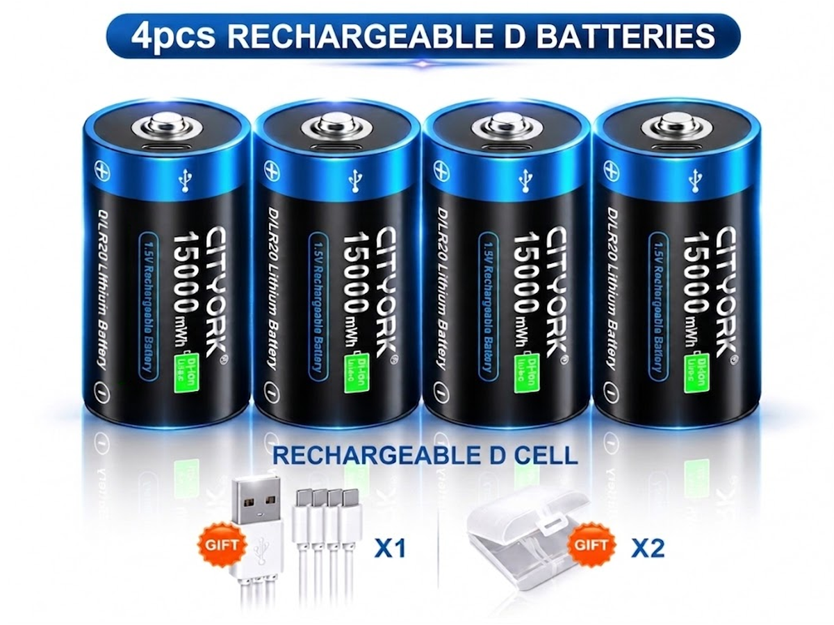 4 Pack Rechargeable D Batteries