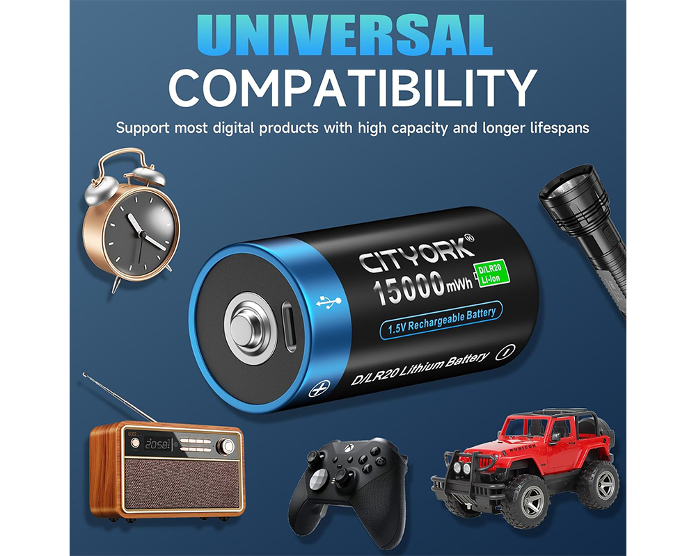 4 Pack Rechargeable D Batteries