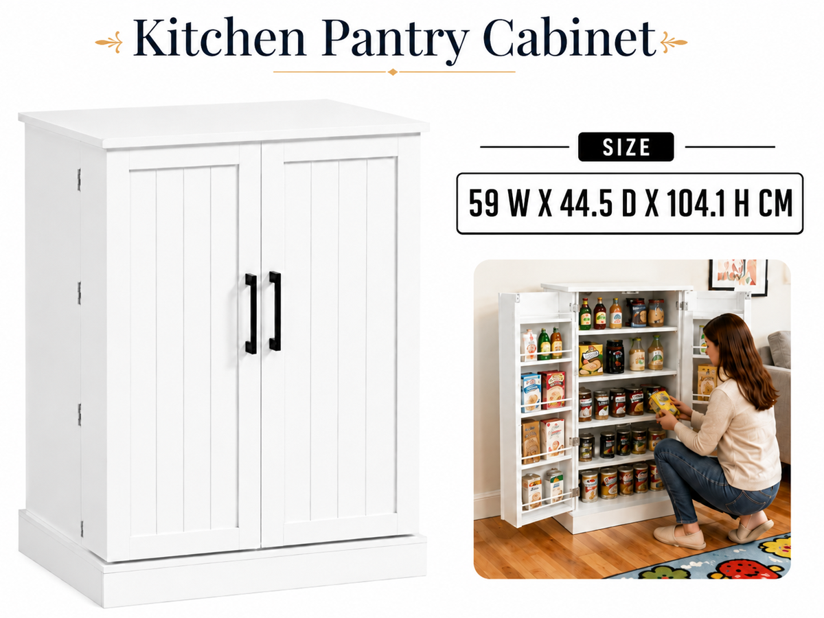 Kitchen Pantry Storage Cabinet with Adjustable Shelves
