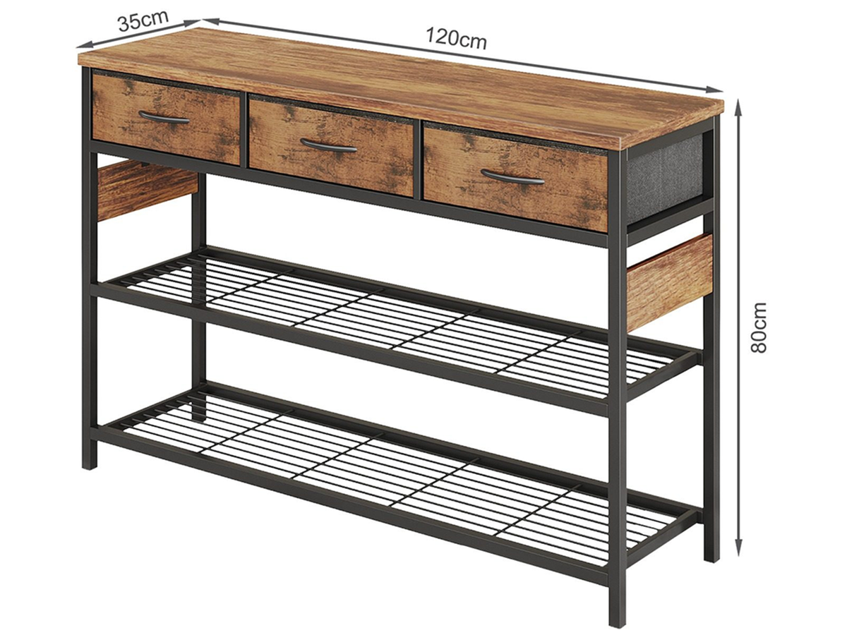 Console Table with 3 Drawers Industrial Entryway Hall Table with Storage Drawers