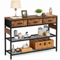 Console Table with 3 Drawers Industrial Entryway Hall Table with Storage Drawers