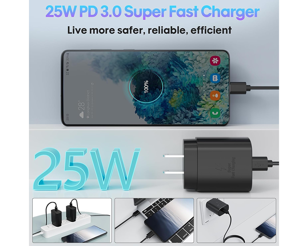USB C 25W Fast Charging Adapter with 2M Cable