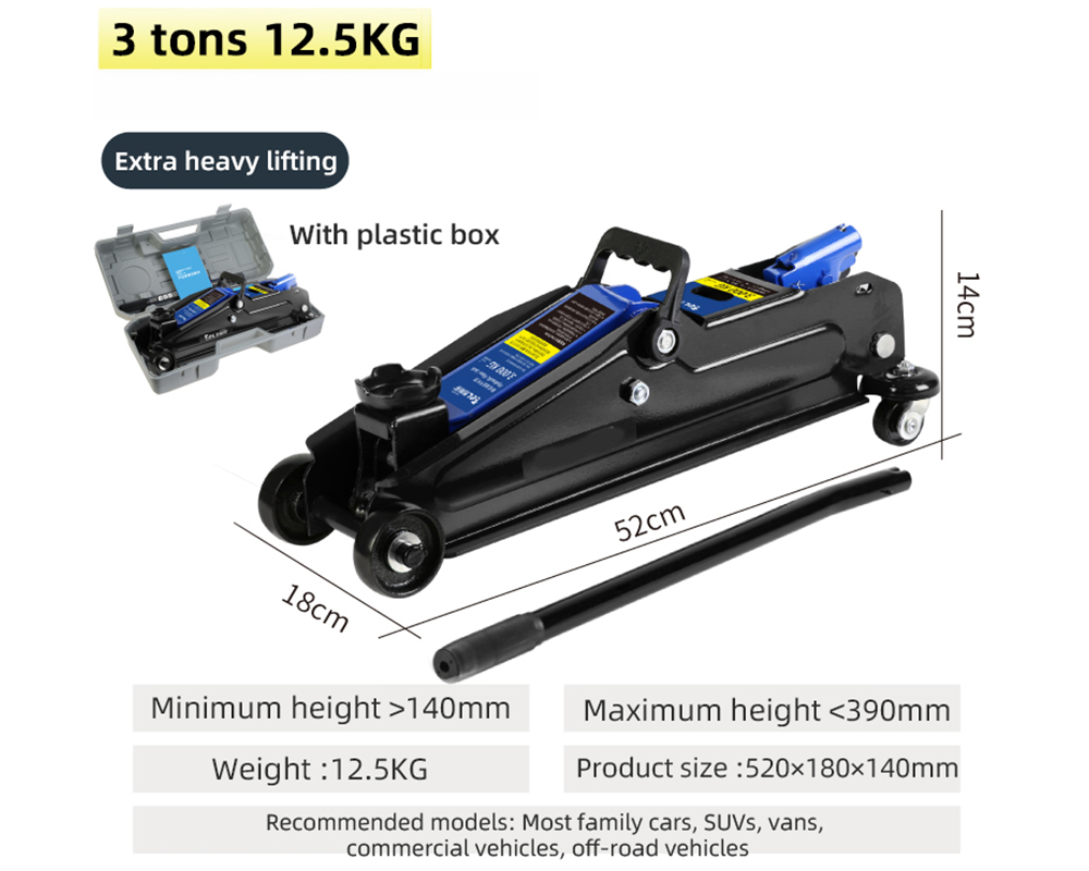 3 Ton Hydraulic Floor Jack Heavy Duty Low Profile Car Jack 3000KG Lift