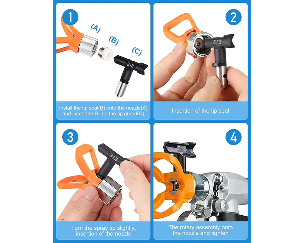 Airless Paint Sprayer Tips 5PCS Reversible Spray Nozzle Set