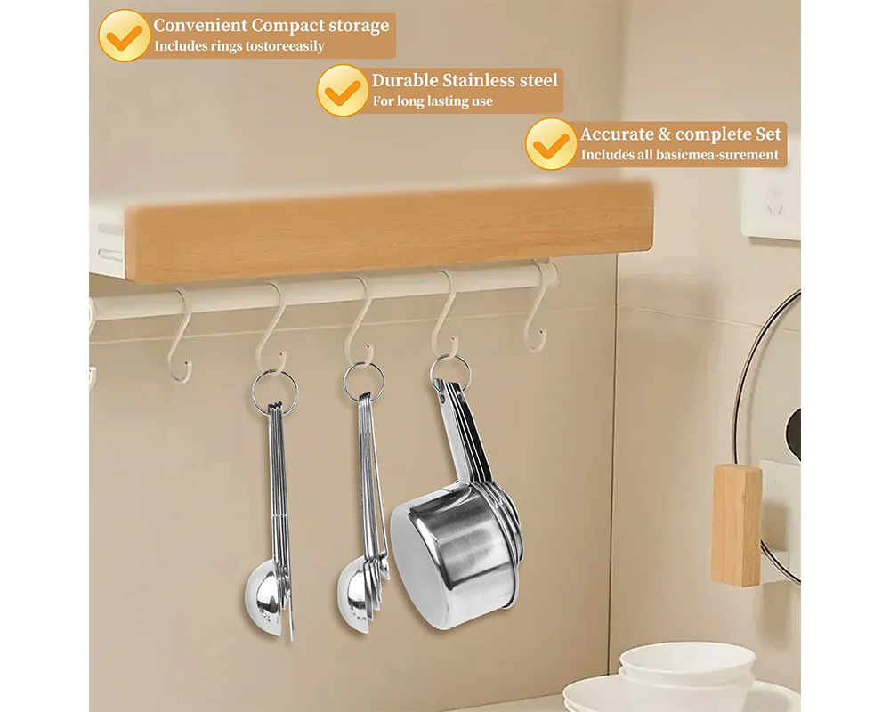 Measuring Cups and Spoons Set 18 Piece Stainless Steel Kitchen Set