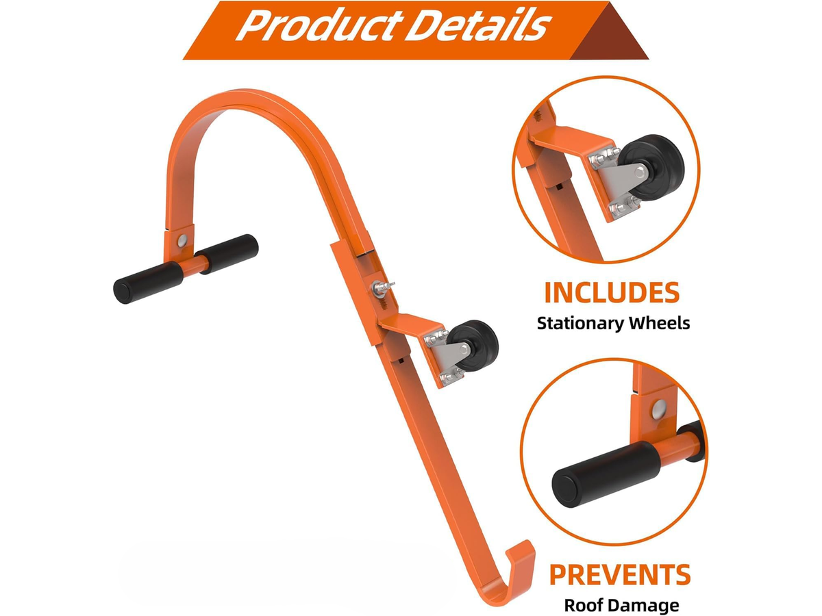 Ladder Roof Hook with Wheel Heavy Duty Steel Ladder Stabilizer