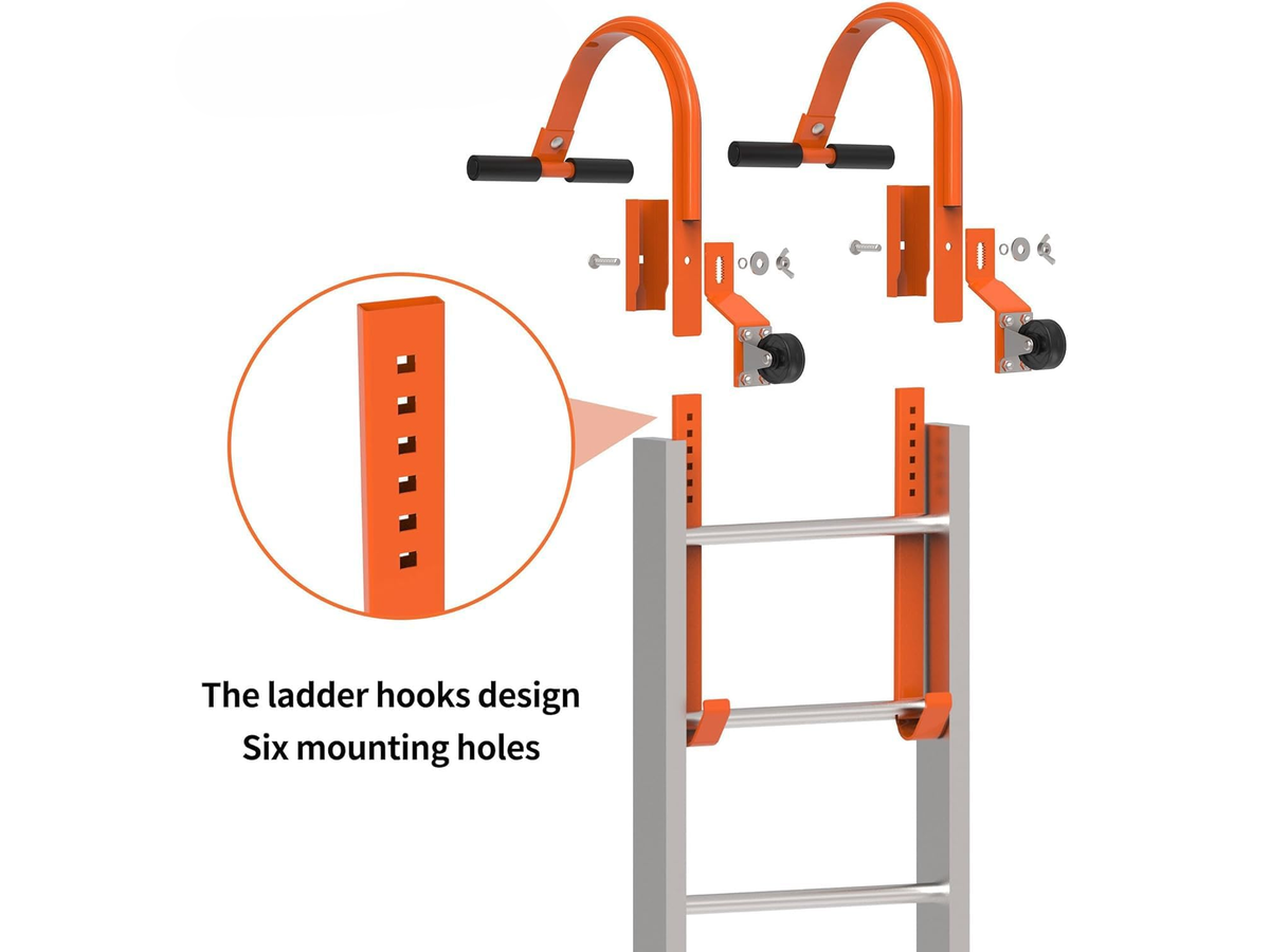Ladder Roof Hook with Wheel Heavy Duty Steel Ladder Stabilizer