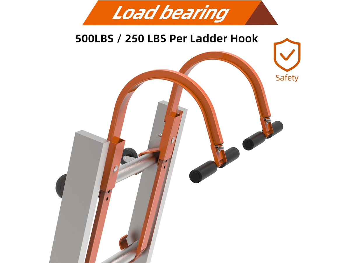 Ladder Roof Hook with Wheel Heavy Duty Steel Ladder Stabilizer