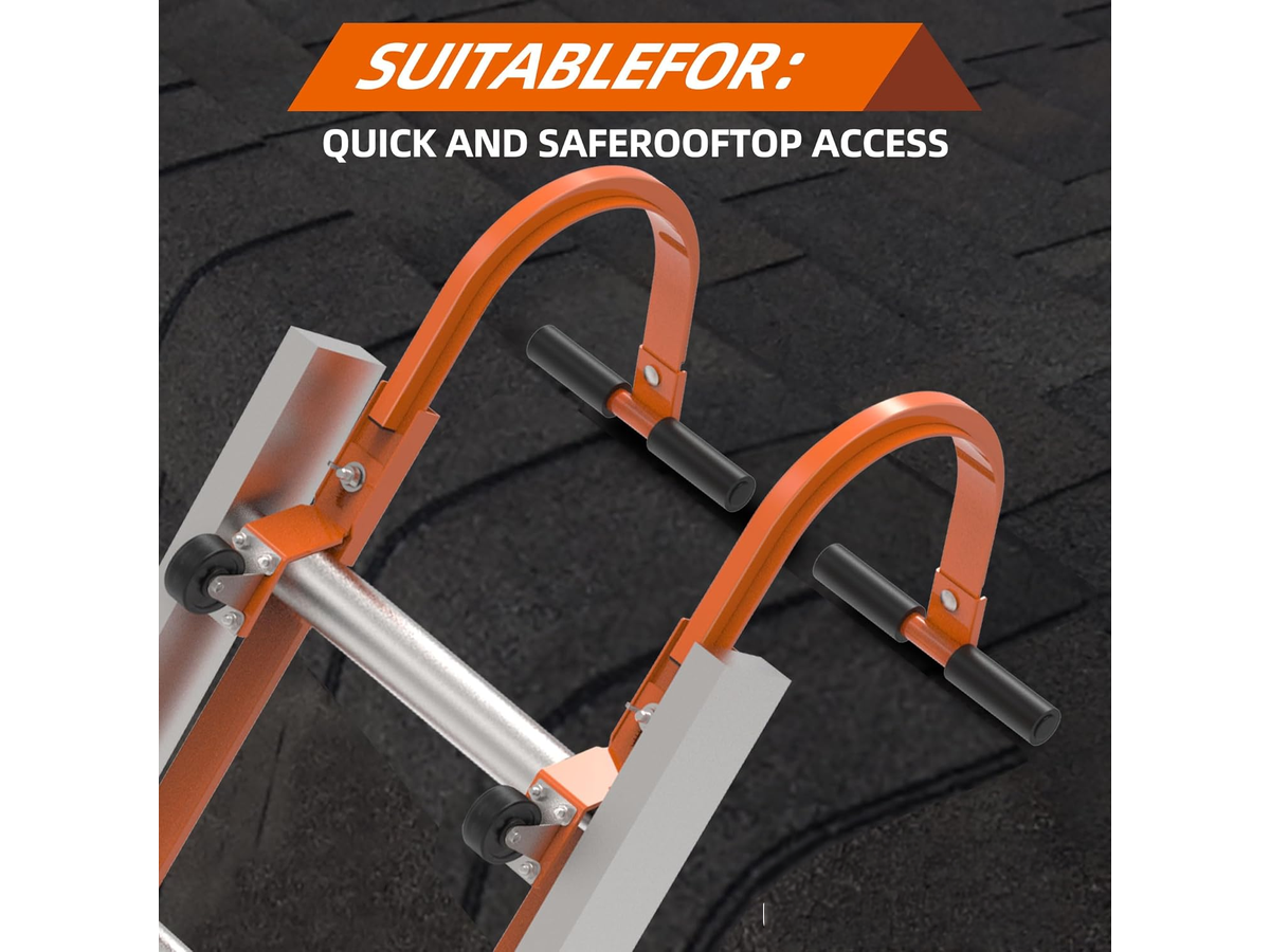Ladder Roof Hook with Wheel Heavy Duty Steel Ladder Stabilizer