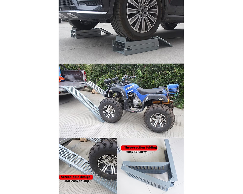 Tri Fold Aluminium Bike Loading Ramp Heavy Duty Folding Loading Ramp 350KG Capacity
