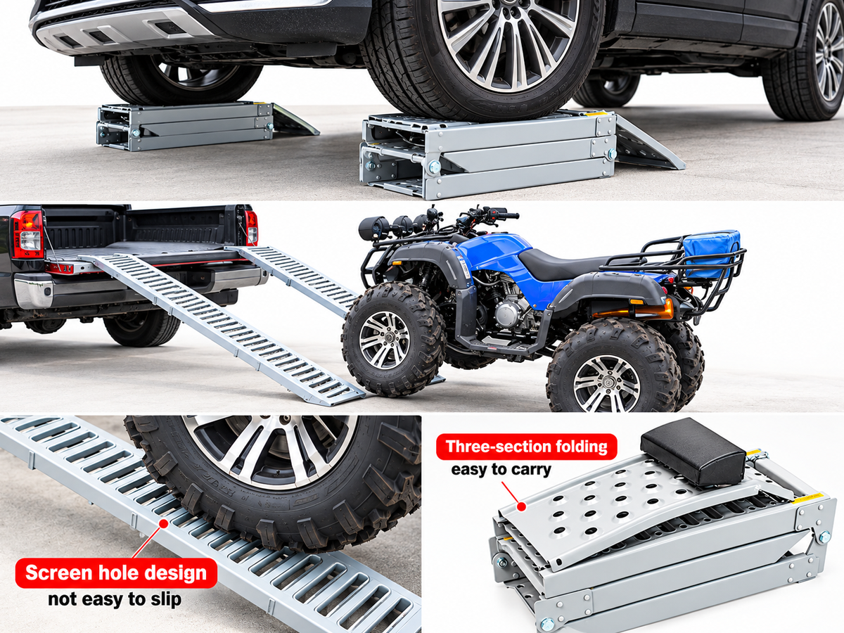 Trifold Loading Ramp Heavy Duty Folding Steel Loading Ramp 350KG Capacity