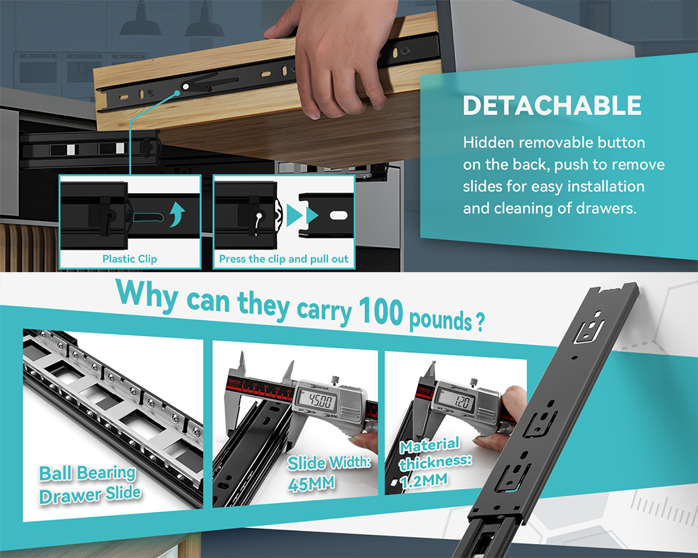 Drawer Slides Runner 16 Inch Full Extension Drawer Slide Rails