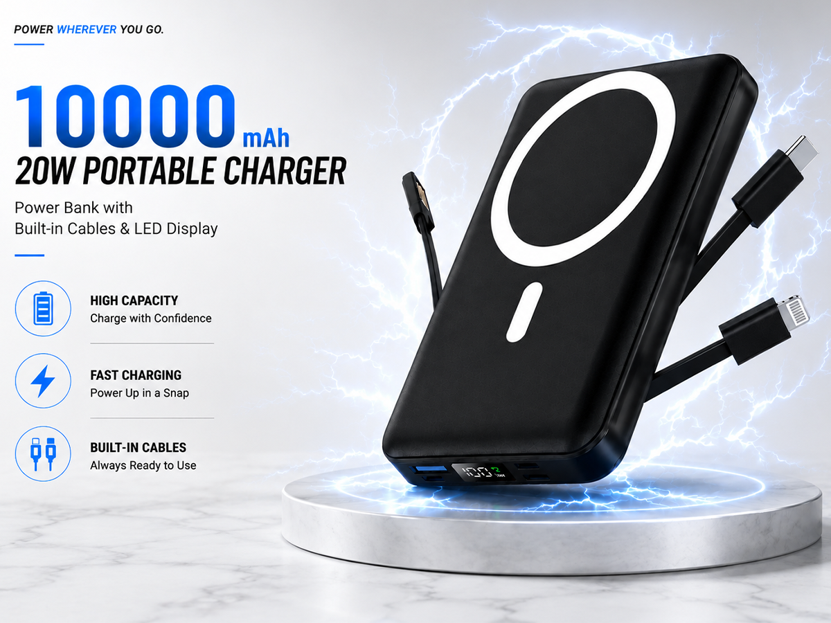 Wireless Power Bank 10000mAh Fast Charging Portable Power Bank