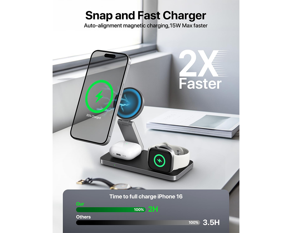 3 in 1 Wireless Charger Foldable MagSafe Charging Station