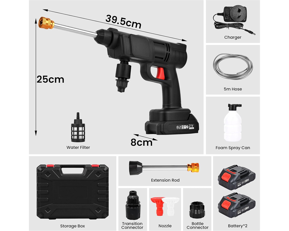 Cordless High Pressure Washer Kit 300W Portable Cleaning Machine