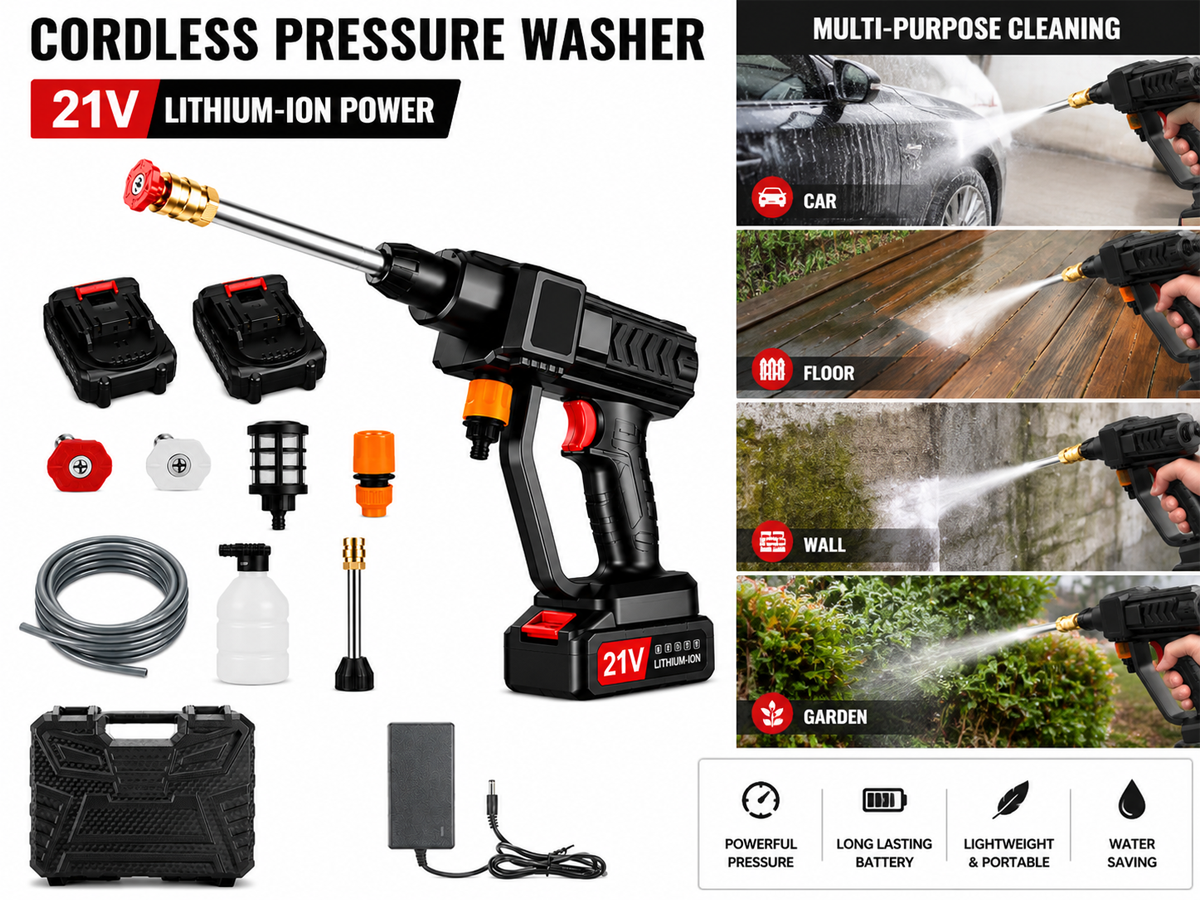 Cordless High Pressure Washer Kit 300W Portable Cleaning Machine