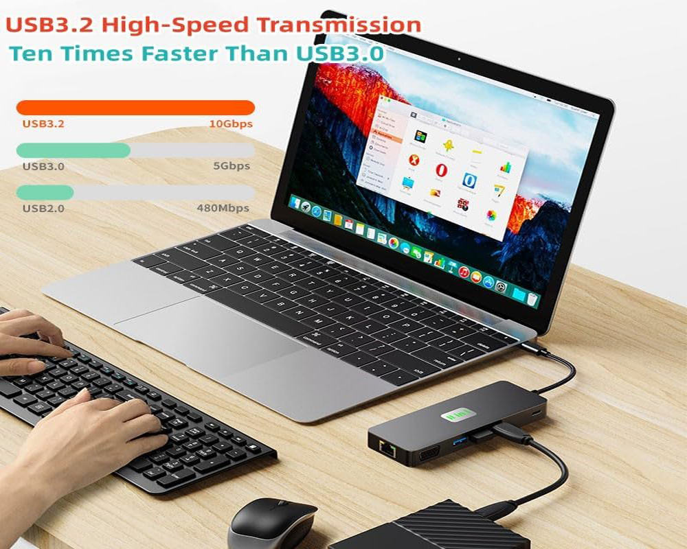 Laptop Docking Station 11 in 1 4K USB C Hub with HDMI DisplayPort Ethernet PD Charging