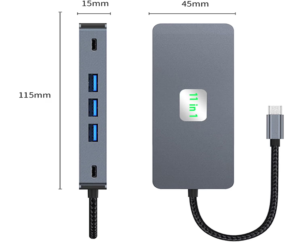 Laptop Docking Station 11 in 1 4K USB C Hub with HDMI DisplayPort Ethernet PD Charging