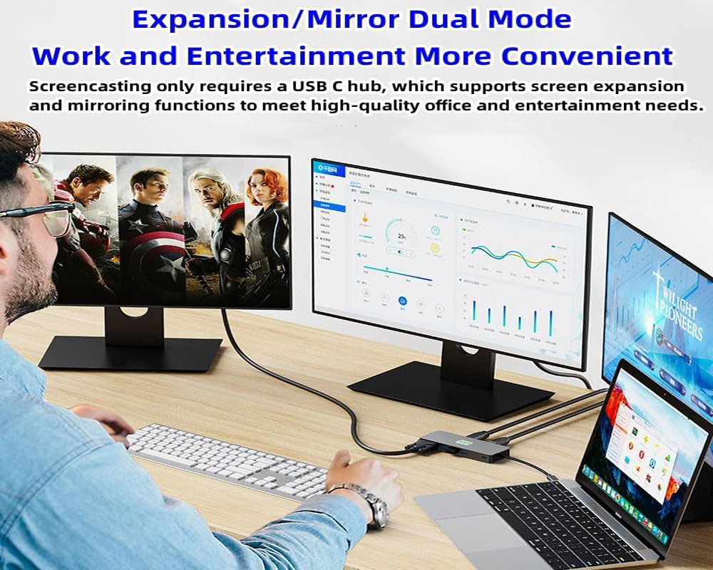 Laptop Docking Station 11 in 1 4K USB C Hub with HDMI DisplayPort Ethernet PD Charging