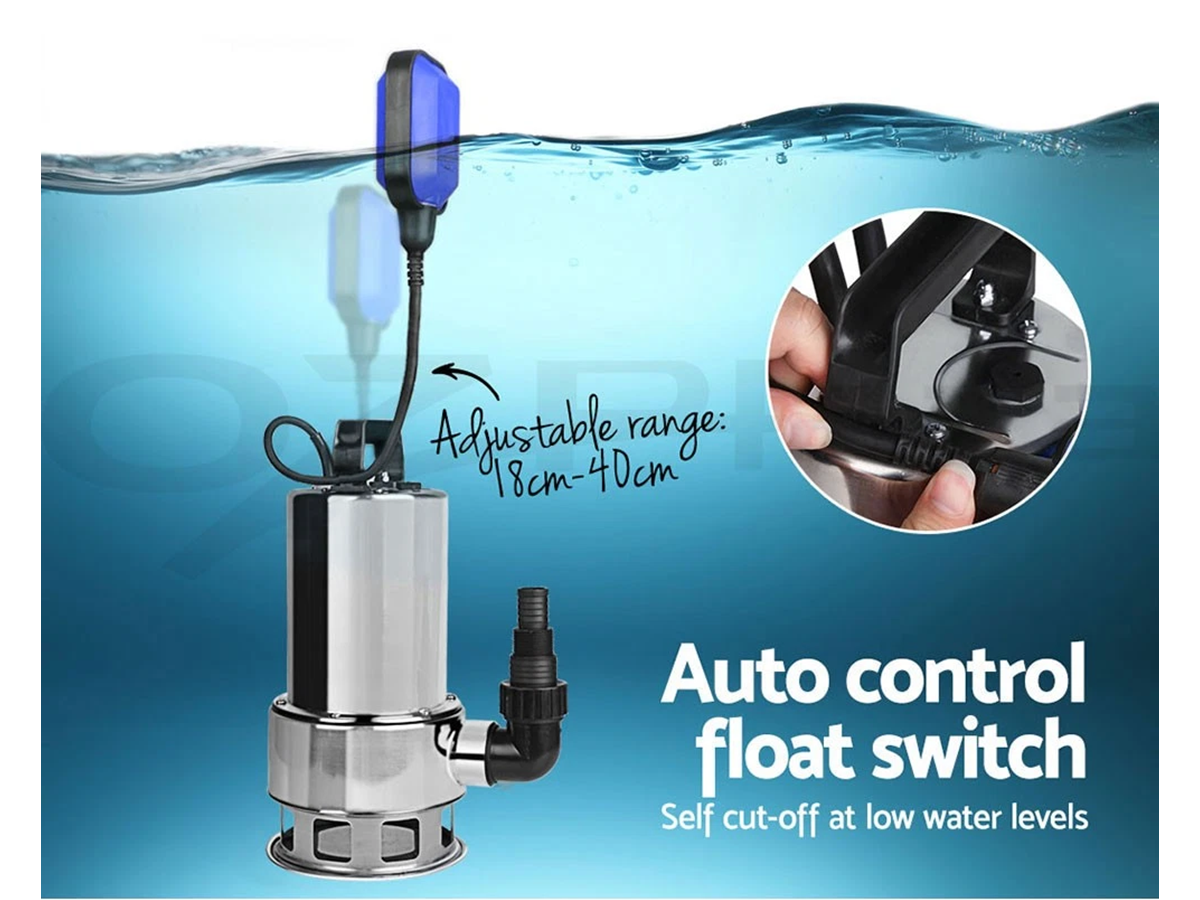 Submersible Water Pump 1100W Stainless Steel Dirty Water Sewage Pump 15000L/H