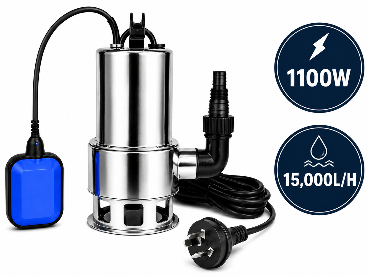 Submersible Water Pump 1100W Stainless Steel Dirty Water Sewage Pump 15000L/H