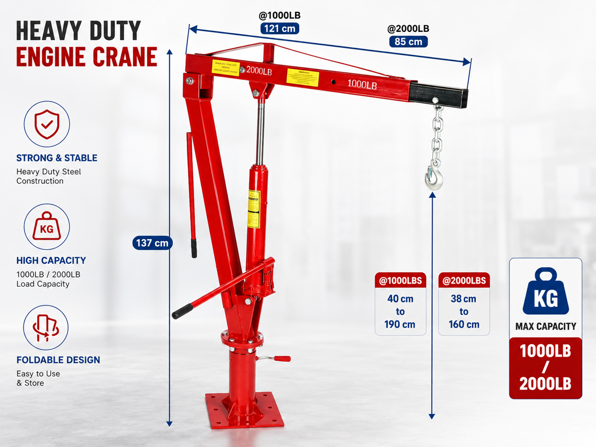 900kg Engine Hoist Crane 2000lb Floor Mounted Hoists & Cranes