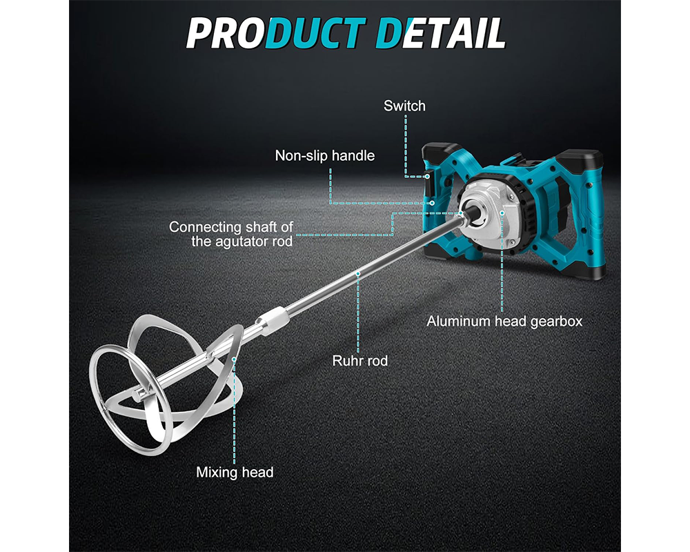 Cordless Cement Mixer Portable Mortar Mixing Tool Makita 21V Compatible