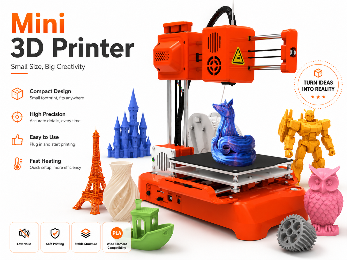 Portable Mini 3D Printer Compact Desktop Printing Machine