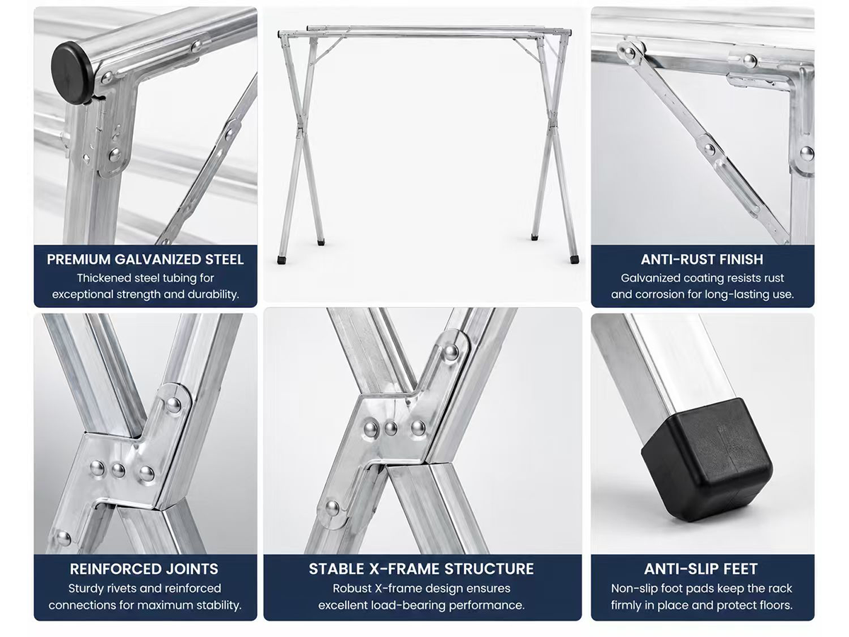 Clothes Drying Rack Foldable Stainless Steel Laundry Drying Stand