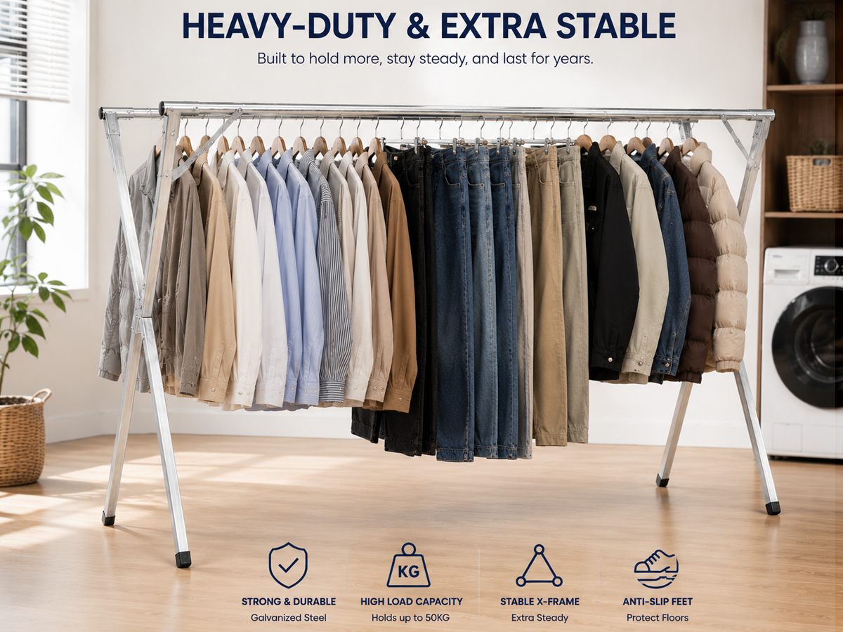 Clothes Drying Rack Foldable Stainless Steel Laundry Drying Stand