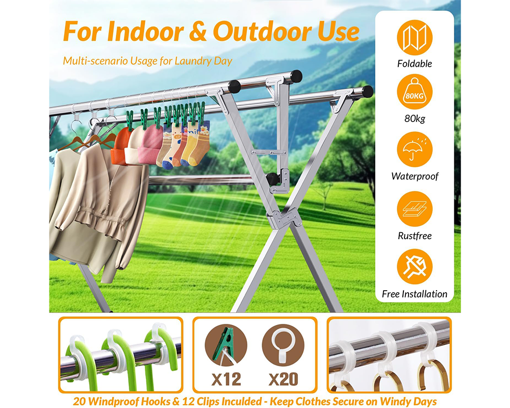Clothes Drying Rack Heavy Duty Foldable Laundry Airer