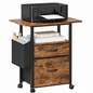 2 Drawer Mobile File Cabinet with Printer Stand Storage Shelf and Side Bag