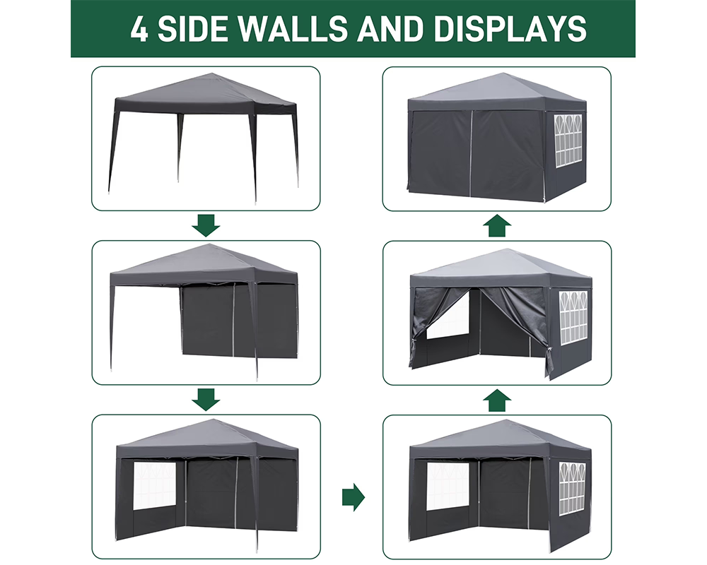Foldable Outdoor Pop Up Gazebo 3x3M with Side Panels