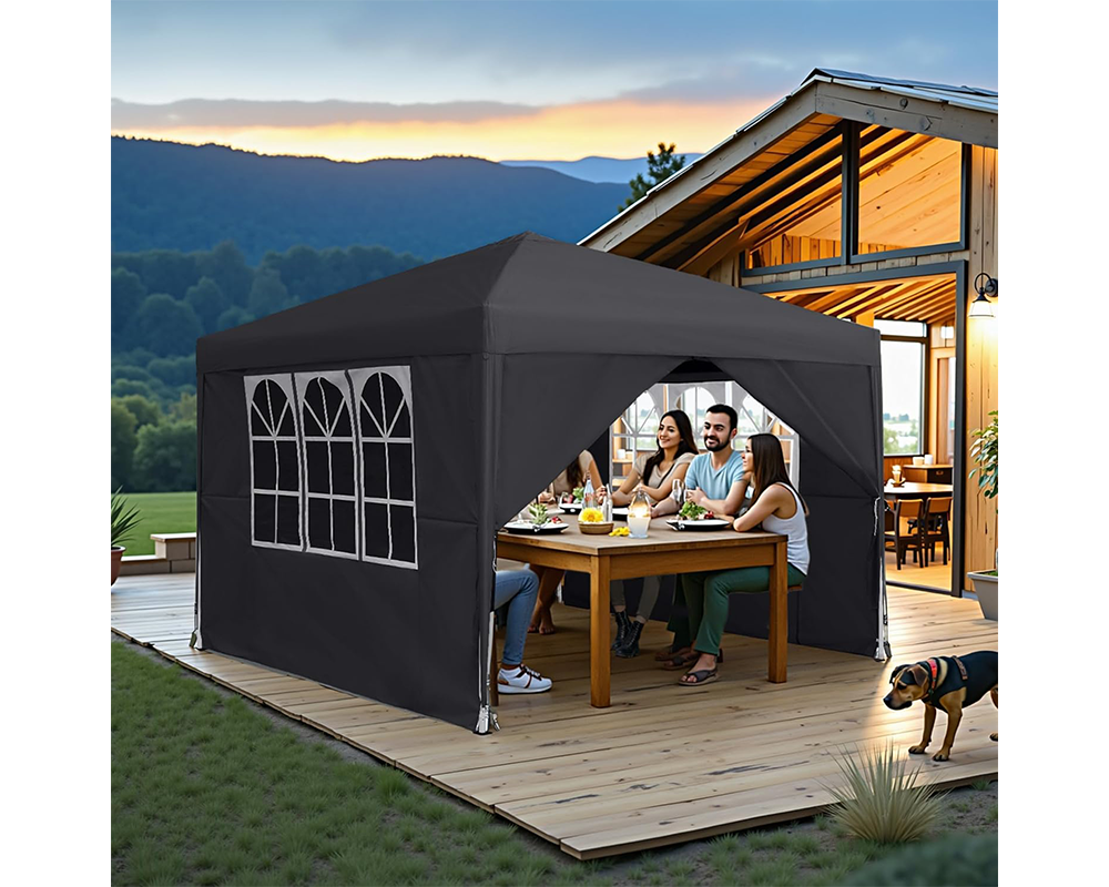 Foldable Outdoor Pop Up Gazebo 3x3M with Side Panels