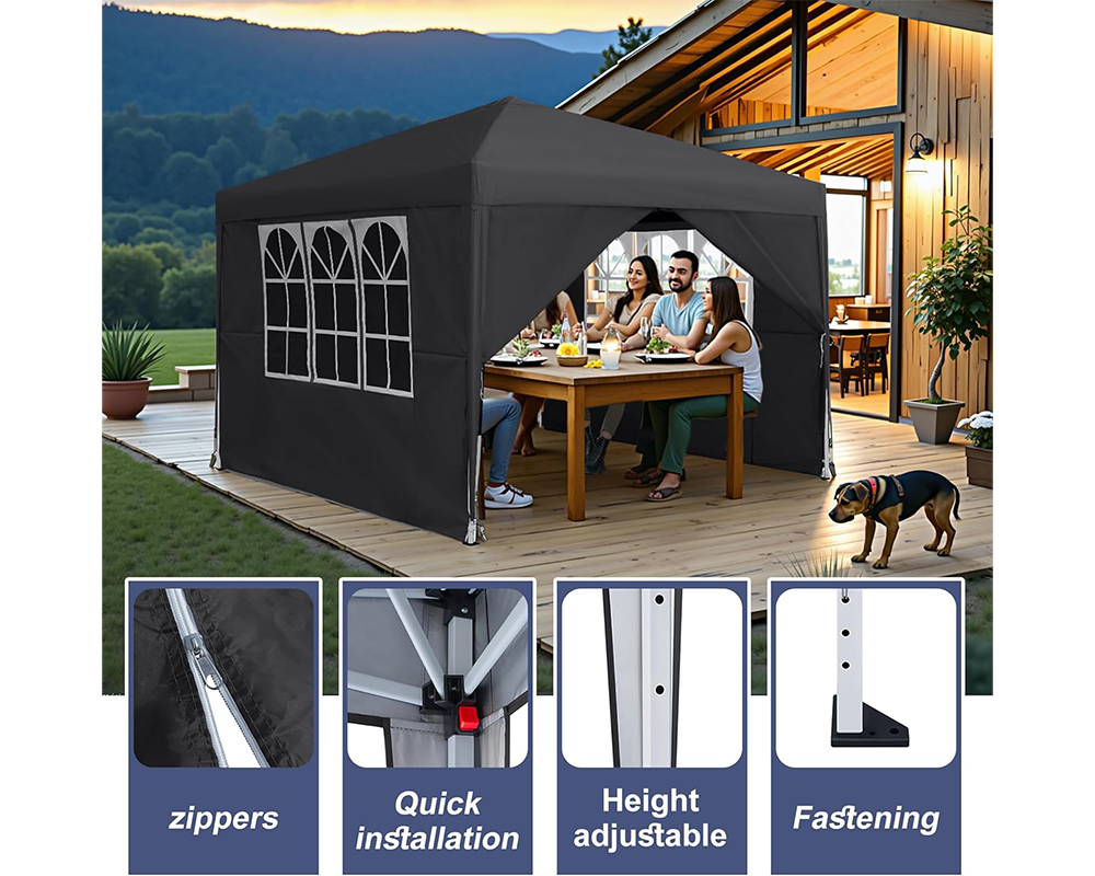 Foldable Outdoor Pop Up Gazebo 3x3M with Side Panels
