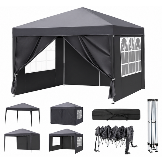 Foldable Outdoor Pop Up Gazebo 3x3M with Side Panels