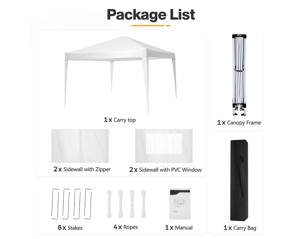 Foldable Outdoor Pop Up Gazebo 3x3M with Side Panels
