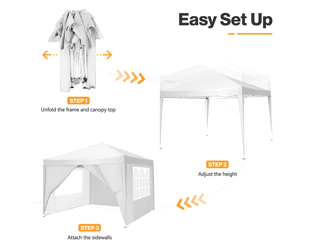 Foldable Outdoor Pop Up Gazebo 3x3M with Side Panels